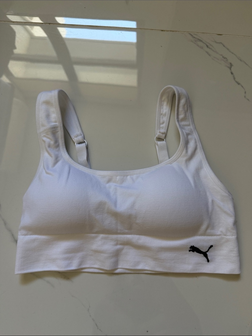 Puma White Sports Bra with Adjustable Straps